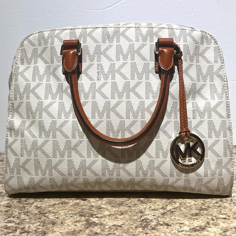 New, Light Brown, Purse By Michael Kors. FREE, Second, MK Gold Logo Ring.